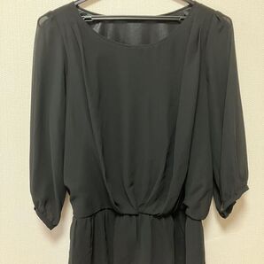 シフォン ペプラムブラウス 黒フォーマルにも