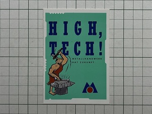 外国 古いステッカー：HIGH TECH ハイテク 原始人 ビンテージ 海外 +Ab