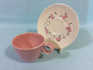 【超希少/Mid-Chinaware/Vernon/Tickled Pink④】バーノン/ティクルドピンク/カップ＆ソーサー/Ex+/ミッドセンチュリー/アトミックエイジ