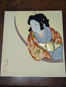 押絵 人物画 昭和レトロ 縦27cm 横約24cm 色紙