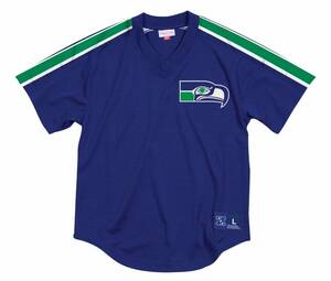 超特大!! 【5XL】MITCHELL&NESS ミッチェル&ネス 正規品 NFL シアトル シーホークス Seahawks 青 Vネック メッシュ ユニフォーム アメフト