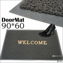 玄関マット グレー Lサイズ 1枚【90×60cm】厚手 WELCOMEマット/16_画像1