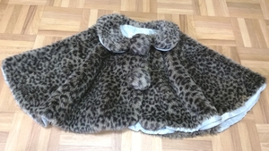 Y4553*jouir de la vie* Leopard pattern fur poncho coat * beige × tea *90