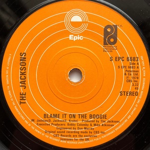 【試聴 7inch】The Jacksons / Blame It On The Boogie 7インチ 45 muro koco フリーソウル Mick Jackson Norman Cook Beats International