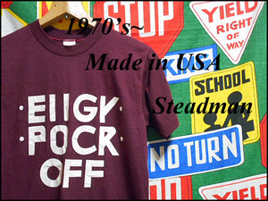 ★ELLGY POCR OFF→FUCK OFF★Made in USA製アメリカ製StedmanビンテージプリントTシャツ70s80s70年代80年代アメリカンカルチャーエンジM