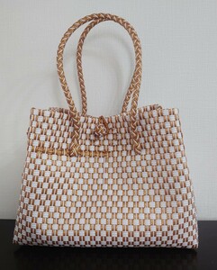  pra basket me LUKA do basket bag basket bag tote bag hand made handbag vinyl light weight champagne gold white 