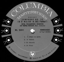 米Columbia ML-5001 ビーチャム指揮 RPO／モーツァルト／米国盤LP/送料全国一律880円追跡付/同梱2枚目以降無料【盤洗浄済】試聴可♪6eyes_画像4