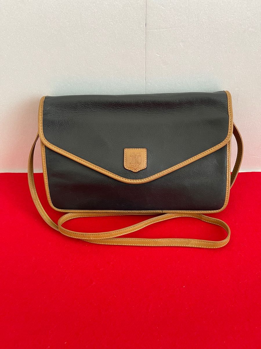 良品 CELINE オールドセリーヌ 2way チェーン ショルダー クラッチ