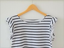 即決★美品 Vis フリルスリーブ カットソー ボーダー Tシャツ 半袖 レディース_画像2