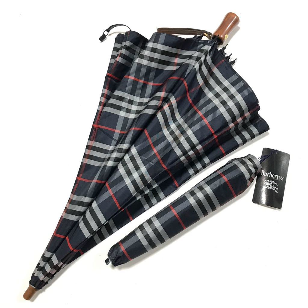 未使用 BURBERRY バーバリー 折りたたみ傘 ネイビー-