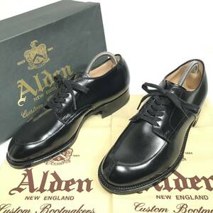 未使用品【オールデン】本物 ALDEN 靴 25.5cm 黒 Vチップ ビジネスシューズ 54411 モディファイドラスト 本革 レザー メンズ 6 1/2 B/D 箱