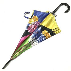 【ヴェルサーチェ】本物 GIANNI VERSACE 傘 花柄 全長89cm 雨傘 アンブレラ 雨具 長傘 メンズ レディース