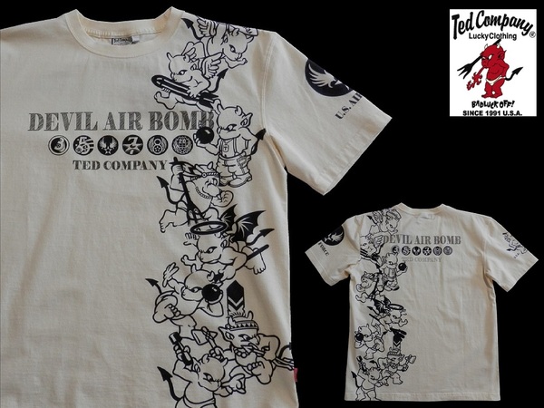 テッドマン/TEDMAN/Mサイズ/半袖Tシャツ/TDSS-528/オフホワイト/エフ商会/新品/送料無料/アメカジ/ミリタリー/DEVIL AIR BOMB