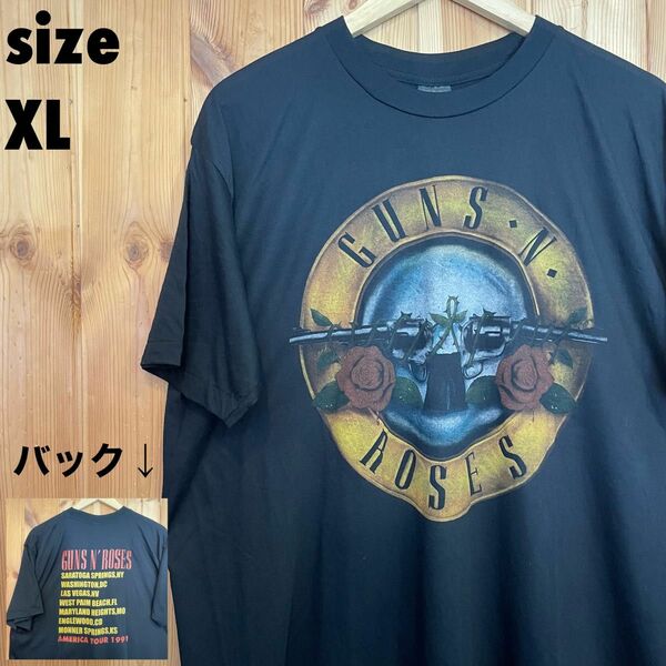 GUNS N' ROSES バンド Tシャツ　ブラック　両面プリント　XL プリントTシャツ