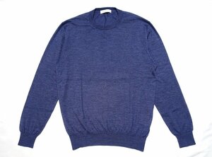 19AW 定価10.3万 超美品 Cruciani クルチアーニ カシミヤシルク クルーネック ニット セーター CU487B ブルー メンズ 48