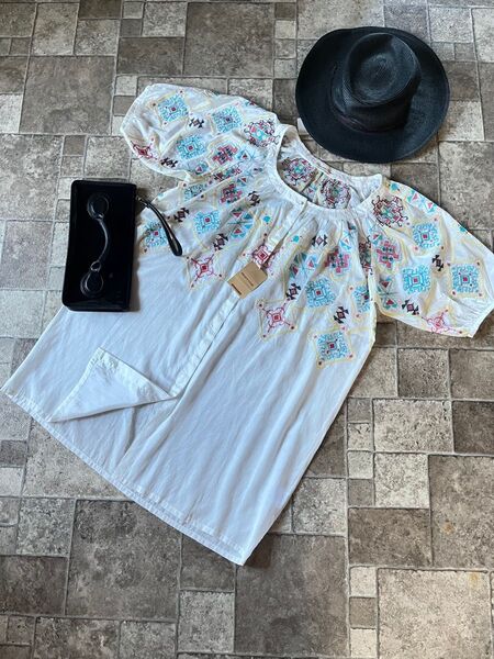 新品*FREAK'S STORE*全体刺繍バルーン袖チュニックワンピ