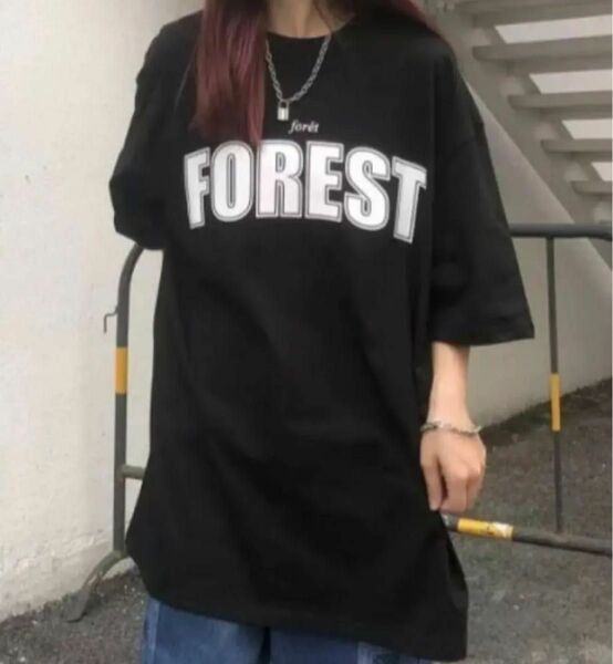 Tシャツ FOREST オーバーサイズ レタリング ルーズTシャツ