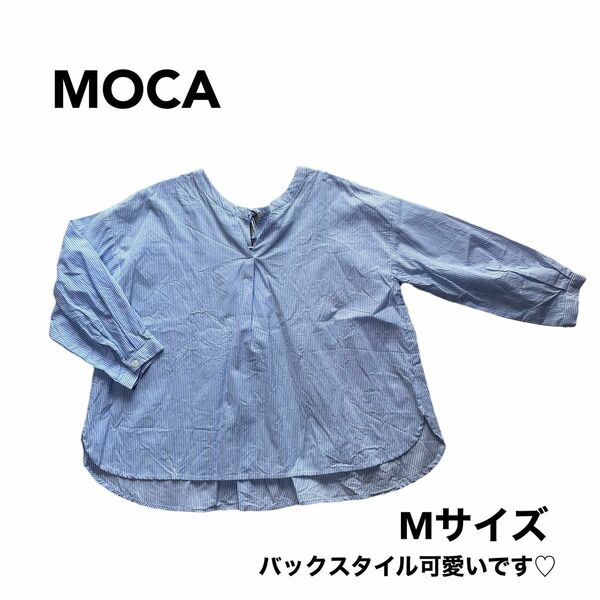MOCA ブルーストライプ デザインシャツ Mサイズ