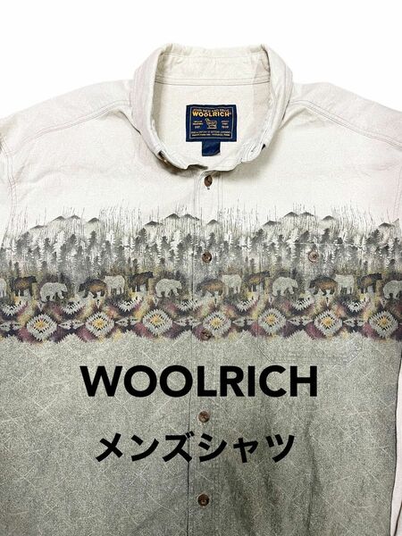 US 　WOOLRICH（ウールリッチ）メンズシャツ　オーバーサイズ　熊デザイン