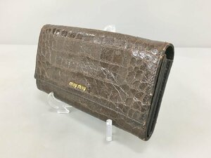 ミュウミュウ MIUMIU 二つ折り長財布 ブラウン系 型押し 2307LS190