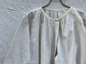 20s30s40s FRENCH ANTIQUE LINEN SMOG PULLOVER SHIRT フレンチ アンティーク リネン スモッグ シャツ