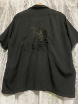 BROWNYブラウニー　Vintage オープンカラーシャツ 半袖シャツ　刺繍　虎　黒　Lサイズ_画像8
