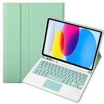 アイパッド10.9インチ iPad 第10世代 2022 キーボード付きケース Bluetooth タッチパッド PUレザー カバースタンド機能　ミントグリーン_画像1