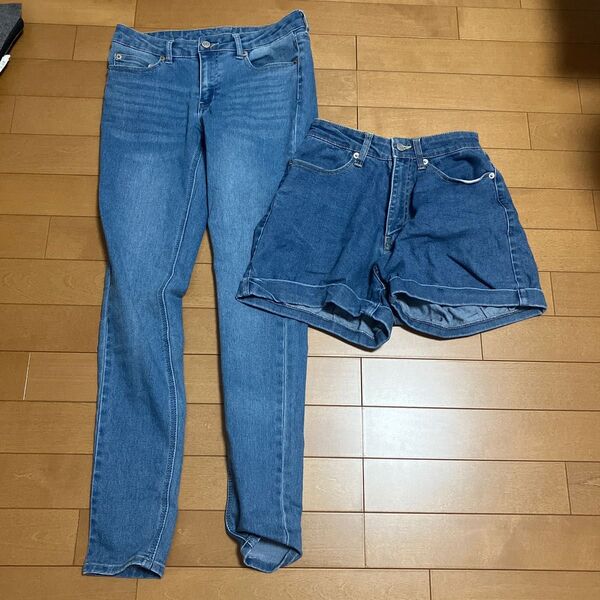 キッズ服 デニム ジーパン ショートパンツ 長ズボン 2枚セット