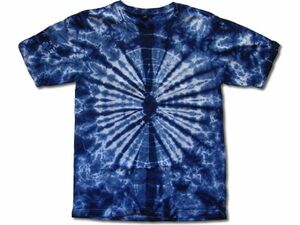 【タイ】絞り染めエスニックTシャツ(Type-A-01)(藍染)／Мサイズ