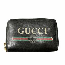 【中古品】 GUCCI グッチ 496319-493075 ロゴプリント レザー コインケース 小銭入れ メンズ レディース N7-449RK_画像2