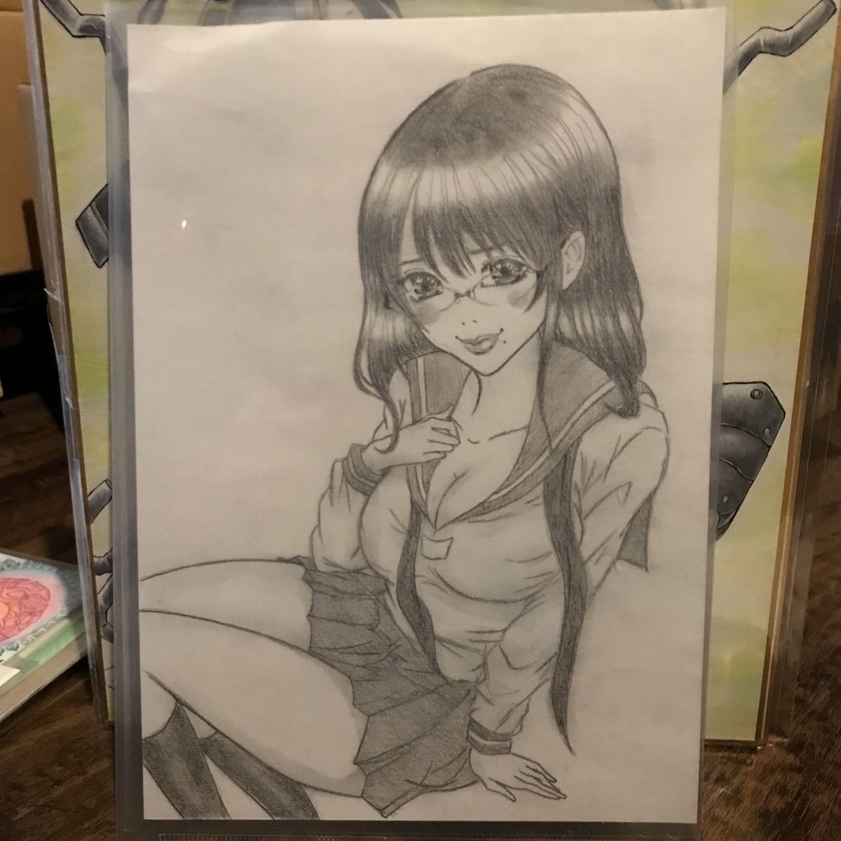 Girl with glasses handwritten illustration, comics, anime goods, hand drawn illustration