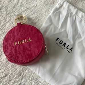 新品 FURLA フルラ チャーム キーリング コインケース フラワー ピンク