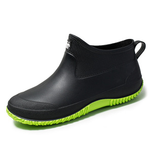 完全防水 おしゃれ レインブーツ 長靴 メンズ レインシューズ 靴 シュート丈 23.0cm~27.0cm 黒*緑