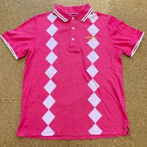 キャロウェイ callaway ポロシャツ 半袖シャツ　半袖　ゴルフウェア　GOLF golf ゴルフ　Mサイズ メンズ　ピンク ゴルフシャツ 