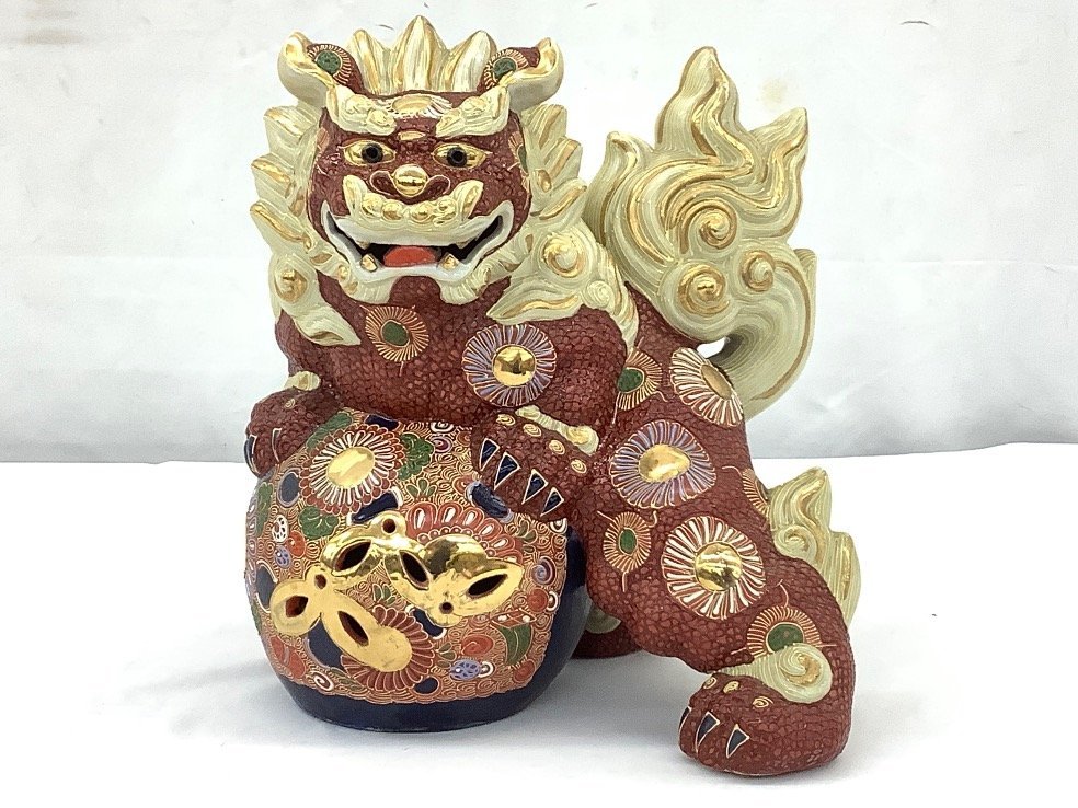 品質もよい - ☆ レトロ 九谷焼 玉乗り獅子 狛犬 魔除け 置物