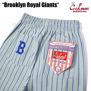 ヘルメット付 XLサイズ Brooklyn Royal Giants クックマン シェフパンツ グレー ストライプ COOKMAN Ballpark Collection Chef Pants