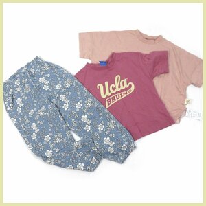 ▲□女の子向け上下3点セット♪&yamカットソー♪UCLAブルーインズTシャツ♪花柄キッズロングパンツ♪サイズ100ｃｍ～120ｃｍ