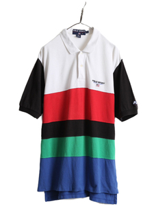 90s ■ ポロスポーツ ラルフローレン ボーダー 鹿の子 半袖 ポロシャツ メンズ XL / 90年代 オールド POLO SPORT ポロ カノコ 半袖シャツ