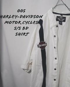 Harley-Davidson motor cycles s/s BD shirt 00s ハーレーダビッドソン ボタンダウン 半袖 シャツ バー&シールド バイカー ビンテージ