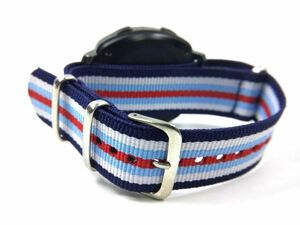  nylon made military strap cloth belt nato type wristwatch navy blue red stripe 20mm