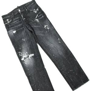  не использовался Dsquared2 Dsquared женский обработка черный Denim 38 джинсы S75LB0135