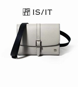 ★新品 定価22,000円 IS/IT (イズイット）ウォレットバッグ レザーショルダーバッグ マルチポシェット グレー★