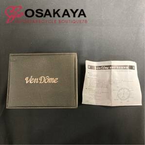 中古 Ven Dome 腕時計 No.1114 SS/革 自動巻き 黒文字盤 バーインデックス ラインストーン AT デイデイト ヴァンドーム 箱有 ユニセックスの画像10