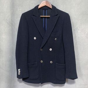 RING JACKET SILVER LABEL × Bassett Walker リングヂャケット ウールコットン ジャージー ダブル テーラードジャケット size.XS ネイビー