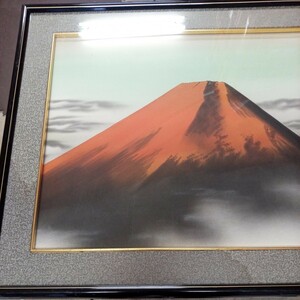 日本画 赤富士　作家物　67×60cm