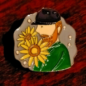 Art hand Auction pin badge anime Van Gogh self-portrait sunflower painting art art snow pin badge, miscellaneous goods, pin badge, others