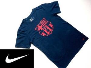 美品 希少■ NIKE■ ナイキ × FCバルセロナ ■ SLIM FIT FCB ■ 丸首 ■ 半袖 Tシャツ ■ メンズ M ■ 綿100％■ 紺 ネイビー系■送料無料