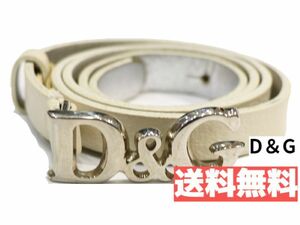 質店鑑定済み！ 美品 レア◆ DOLCE&GABBANA ◆ ドルチェ＆ガッバーナ ◆ シルバーバックル 本革 レザー製◆ レディース ベルト◆ホワイト系