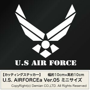 【U.S. AIRFORCE a ミニサイズ ver.05 （米国空軍モチーフ） カッティングステッカー 2枚組 幅約10cm×高約10cm】