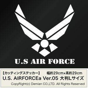 【U.S. AIRFORCE a ver.05（米国空軍モチーフ） カッティングステッカー 2枚組 大判Lサイズ 幅約29cm×高約29cm】